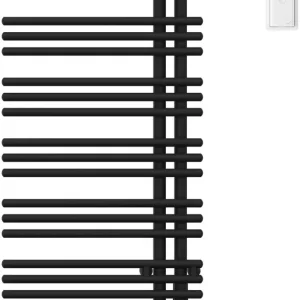 Acheter En Ligne Radiateur de bain Zehnder Yucca Asym Noir mat Résistance électrique à droite